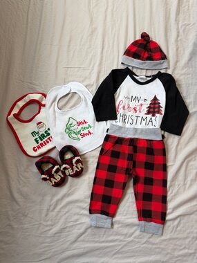 Baby Christmas Bundle - Red & Black Buffalo Plaid
